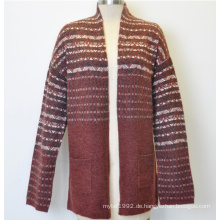 Frauen Patterned Open Cardigan Pullover mit Tasche